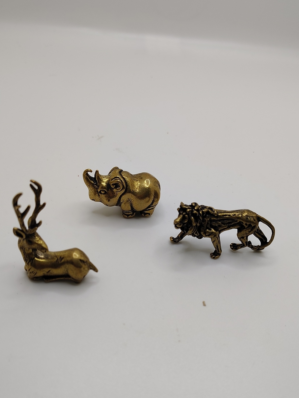Mini Animal Figurine Set - Rhino, Lion & Stag